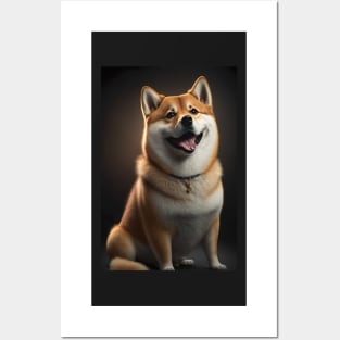 Happy Shiba Inu Dog Posters and Art